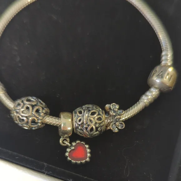 Pandora Ball Heart Flower Charm Bracelet Silver classic preppy magnetic - Picture 3 of 5